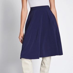 ModCloth Just This Sway A-Line Skirt in Navy